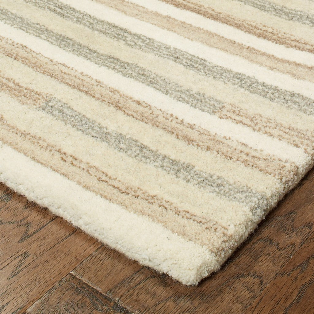 5’ X 8’ Beige And Gray Eclectic Linesarea Rug