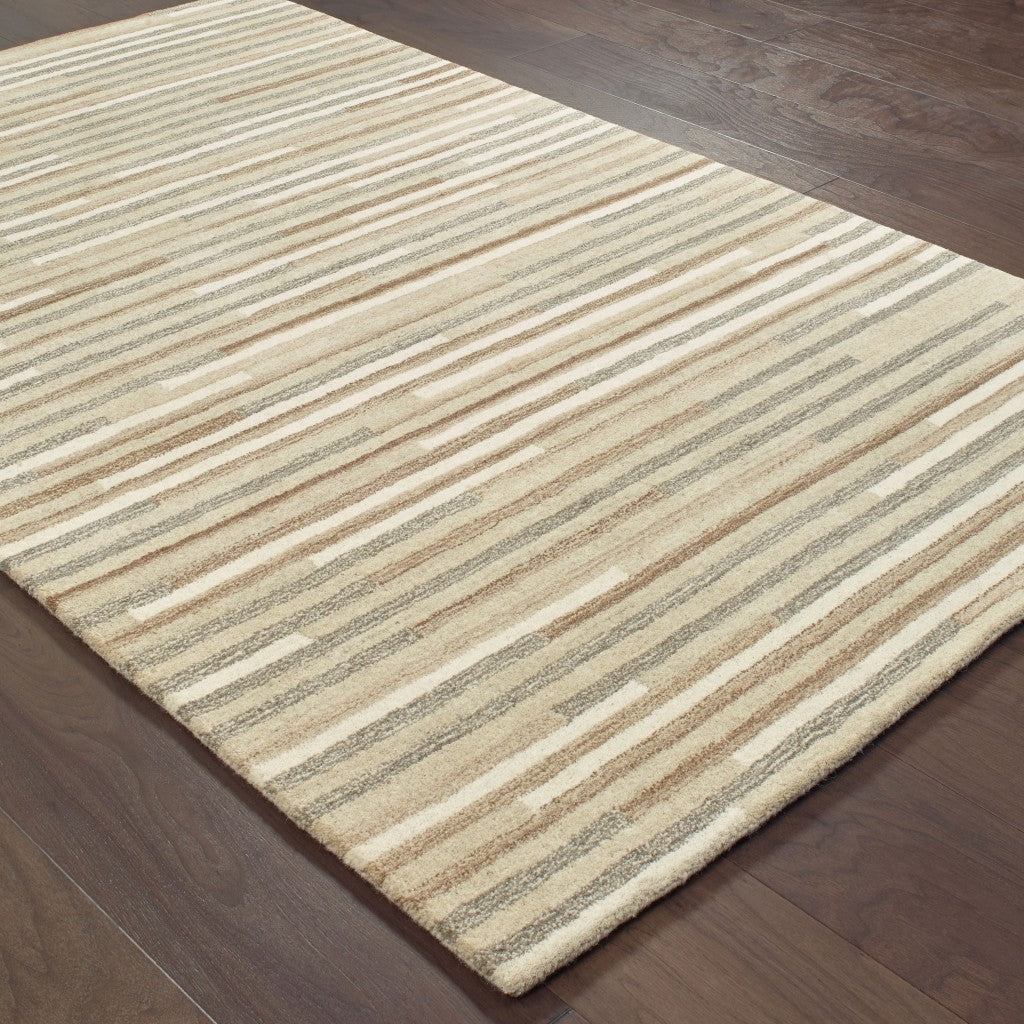 5’ X 8’ Beige And Gray Eclectic Linesarea Rug