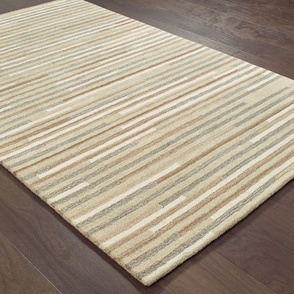 5’ X 8’ Beige And Gray Eclectic Linesarea Rug