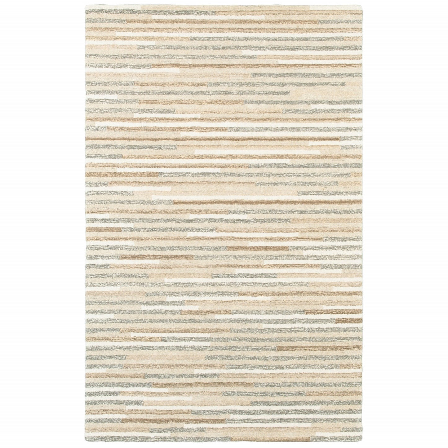 5’ X 8’ Beige And Gray Eclectic Linesarea Rug