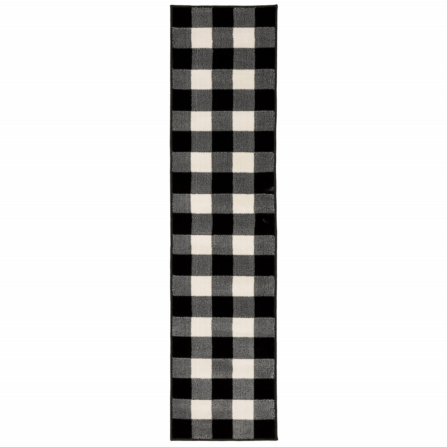 5’ X 7’ Monochromatic Gingham Pattern Indoor Area Rug