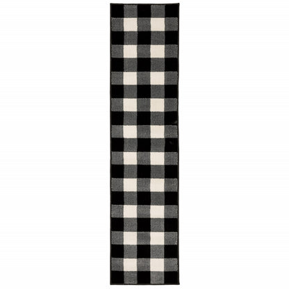 5’ X 7’ Monochromatic Gingham Pattern Indoor Area Rug