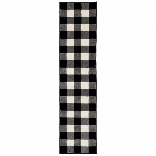 5’ X 7’ Monochromatic Gingham Pattern Indoor Area Rug