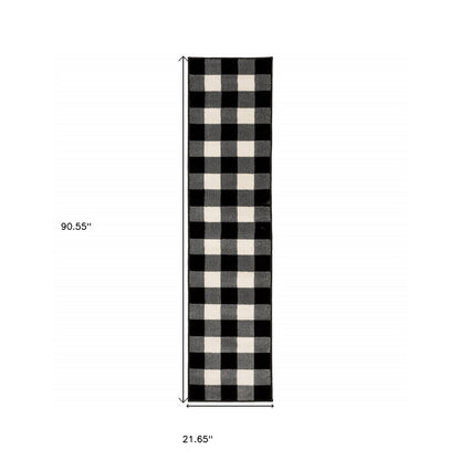 5’ X 7’ Monochromatic Gingham Pattern Indoor Area Rug