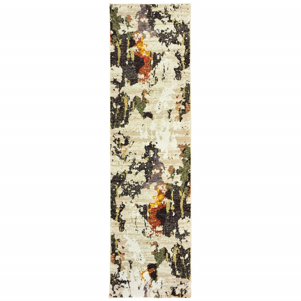 5’ X 7’ Abstract Weathered Beige And Gray Indoor Area Rug