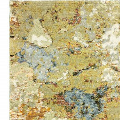 5’ X 7’ Modern Abstract Gold And Beige Indoor Area Rug