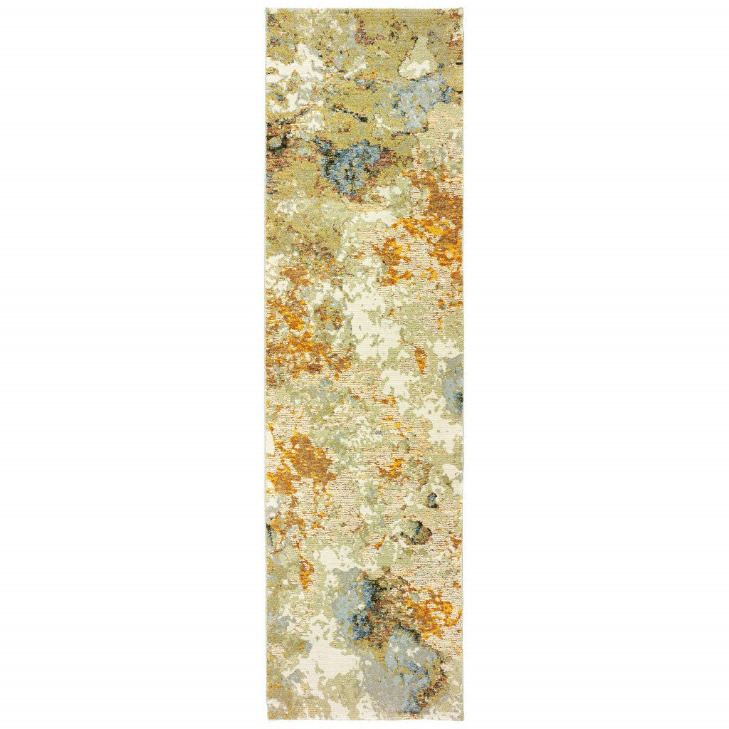 5’ X 7’ Modern Abstract Gold And Beige Indoor Area Rug