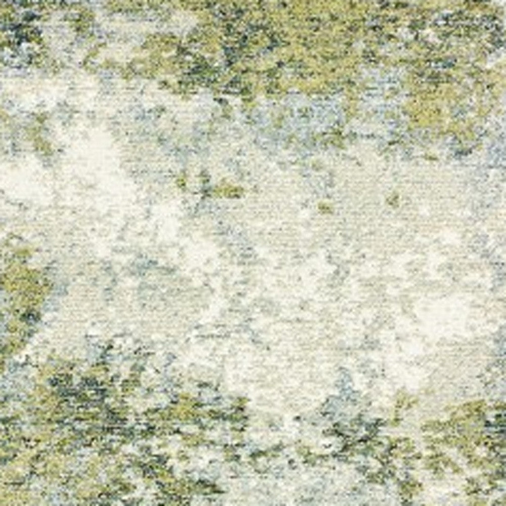 7’ X 10’ Blue And Sage Distressed Waves Indoor Area Rug