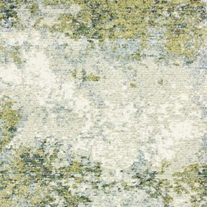 7’ X 10’ Blue And Sage Distressed Waves Indoor Area Rug