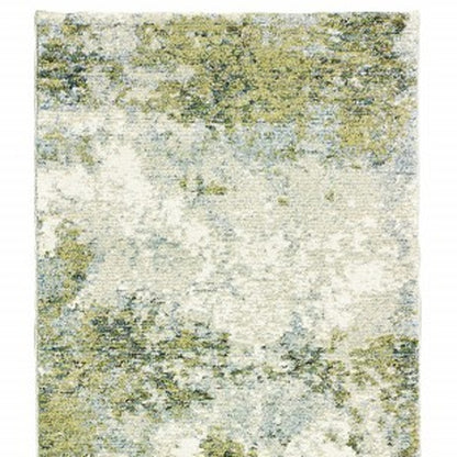 7’ X 10’ Blue And Sage Distressed Waves Indoor Area Rug