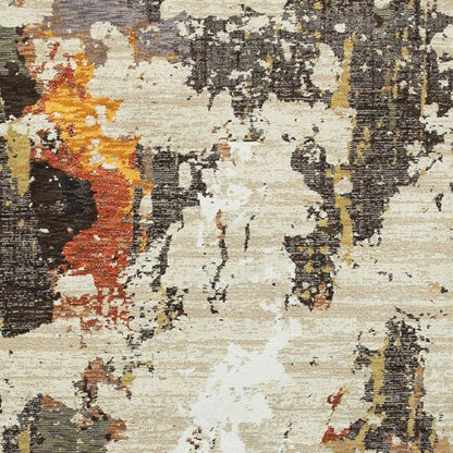 5’ X 7’ Abstract Weathered Beige And Gray Indoor Area Rug