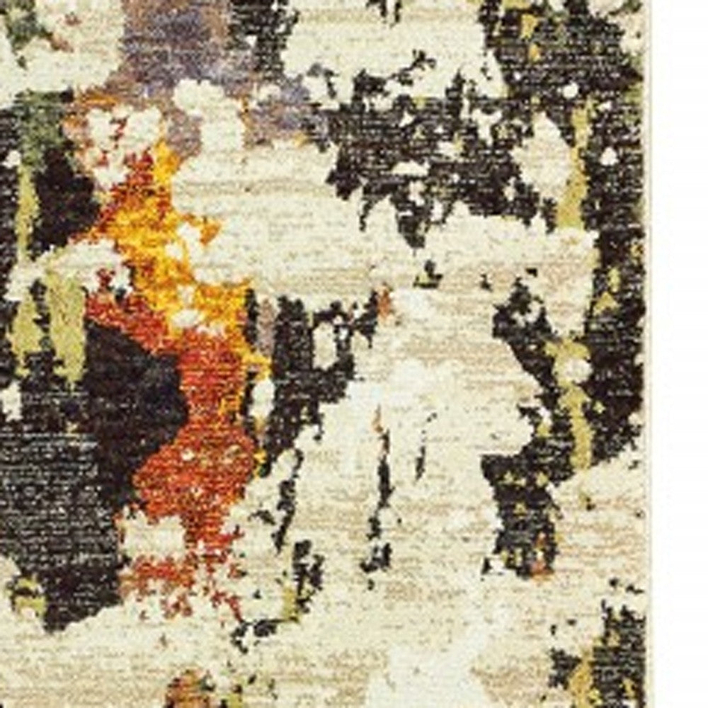 5’ X 7’ Abstract Weathered Beige And Gray Indoor Area Rug