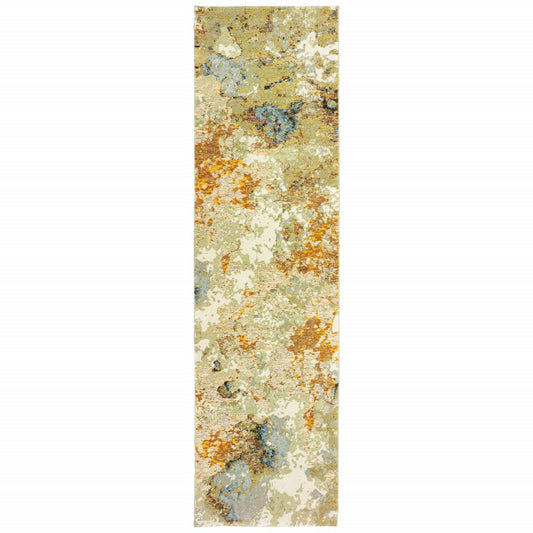 5’ X 7’ Modern Abstract Gold And Beige Indoor Area Rug