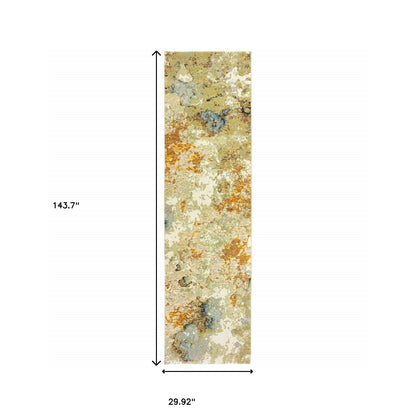 5’ X 7’ Modern Abstract Gold And Beige Indoor Area Rug