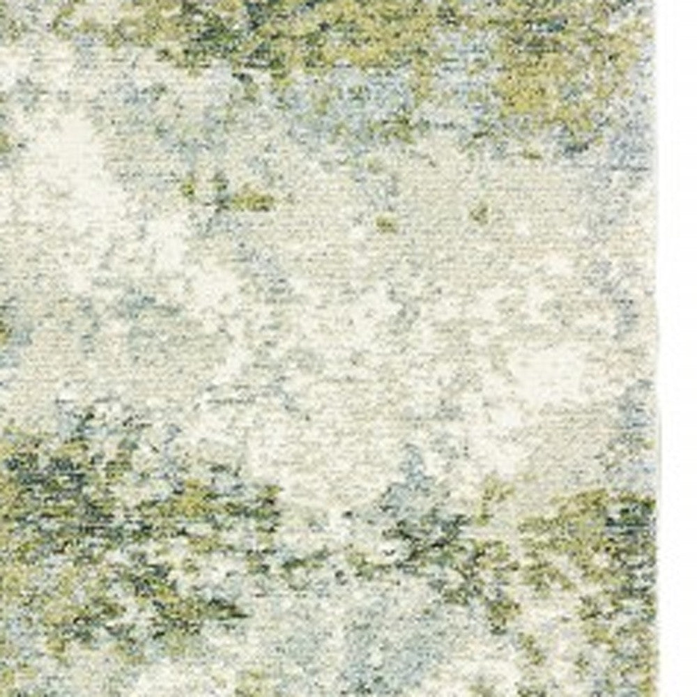 7’ X 10’ Blue And Sage Distressed Waves Indoor Area Rug