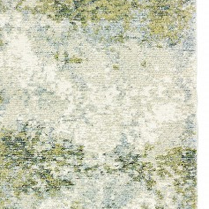 7’ X 10’ Blue And Sage Distressed Waves Indoor Area Rug