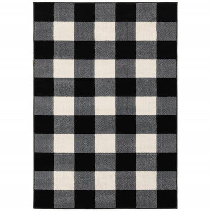 5’ X 7’ Monochromatic Gingham Pattern Indoor Area Rug