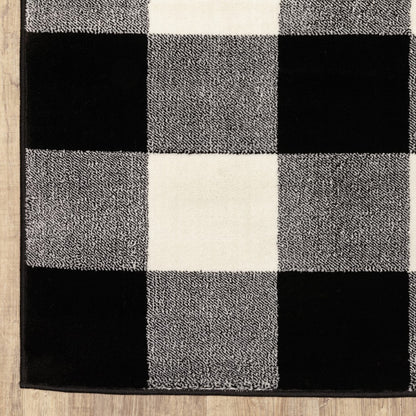 5’ X 7’ Monochromatic Gingham Pattern Indoor Area Rug