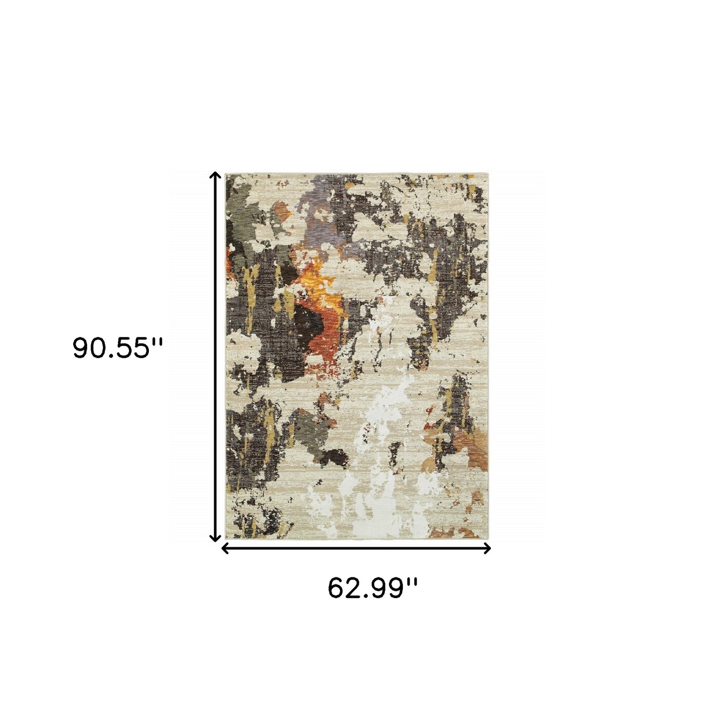 5’ X 7’ Abstract Weathered Beige And Gray Indoor Area Rug