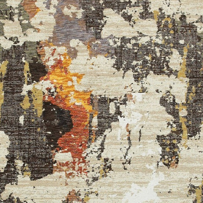 5’ X 7’ Abstract Weathered Beige And Gray Indoor Area Rug