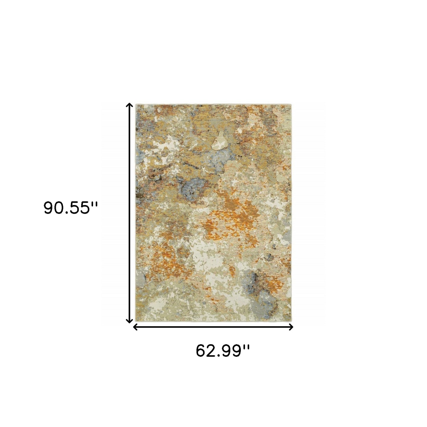 5’ X 7’ Modern Abstract Gold And Beige Indoor Area Rug