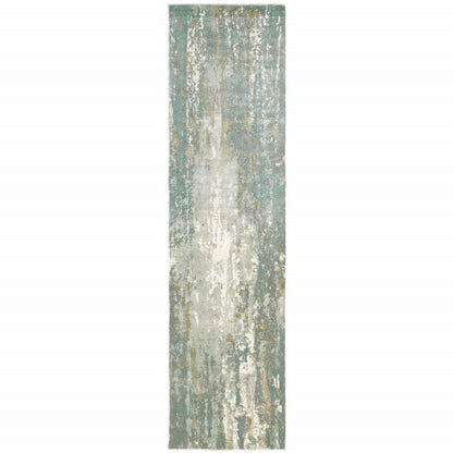 9’ X 12’ Blue And Gray Abstract Splash Indoor Area Rug