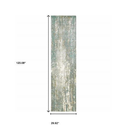9’ X 12’ Blue And Gray Abstract Splash Indoor Area Rug