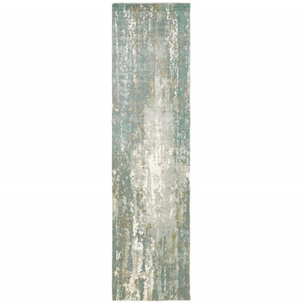 9’ X 12’ Blue And Gray Abstract Splash Indoor Area Rug
