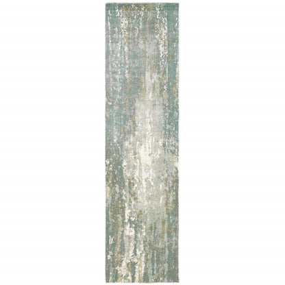 9’ X 12’ Blue And Gray Abstract Splash Indoor Area Rug
