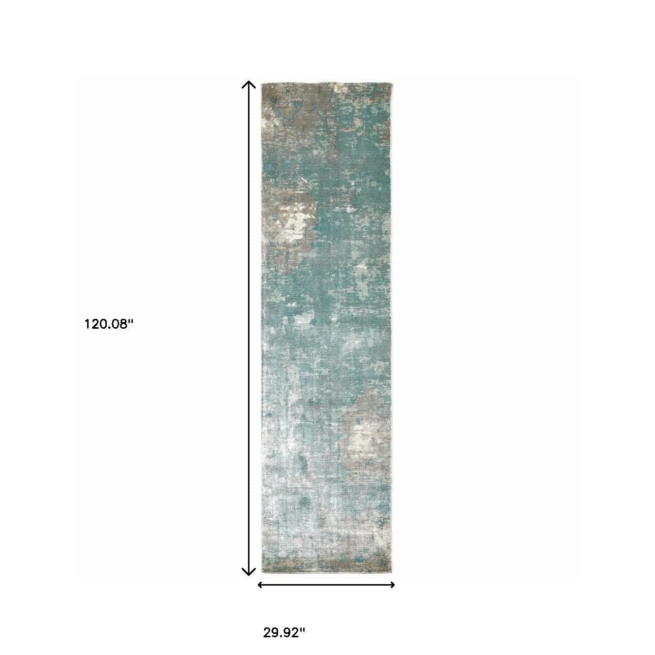 3’ X 10’ Blue And Gray Abstract Pattern Indoor Runner Rug
