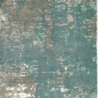 3’ X 10’ Blue And Gray Abstract Pattern Indoor Runner Rug