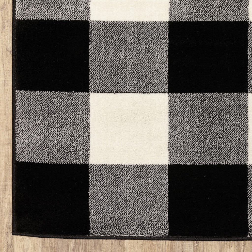 5’ X 7’ Monochromatic Gingham Pattern Indoor Area Rug