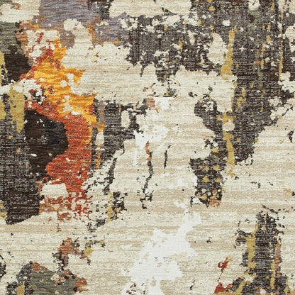 5’ X 7’ Abstract Weathered Beige And Gray Indoor Area Rug