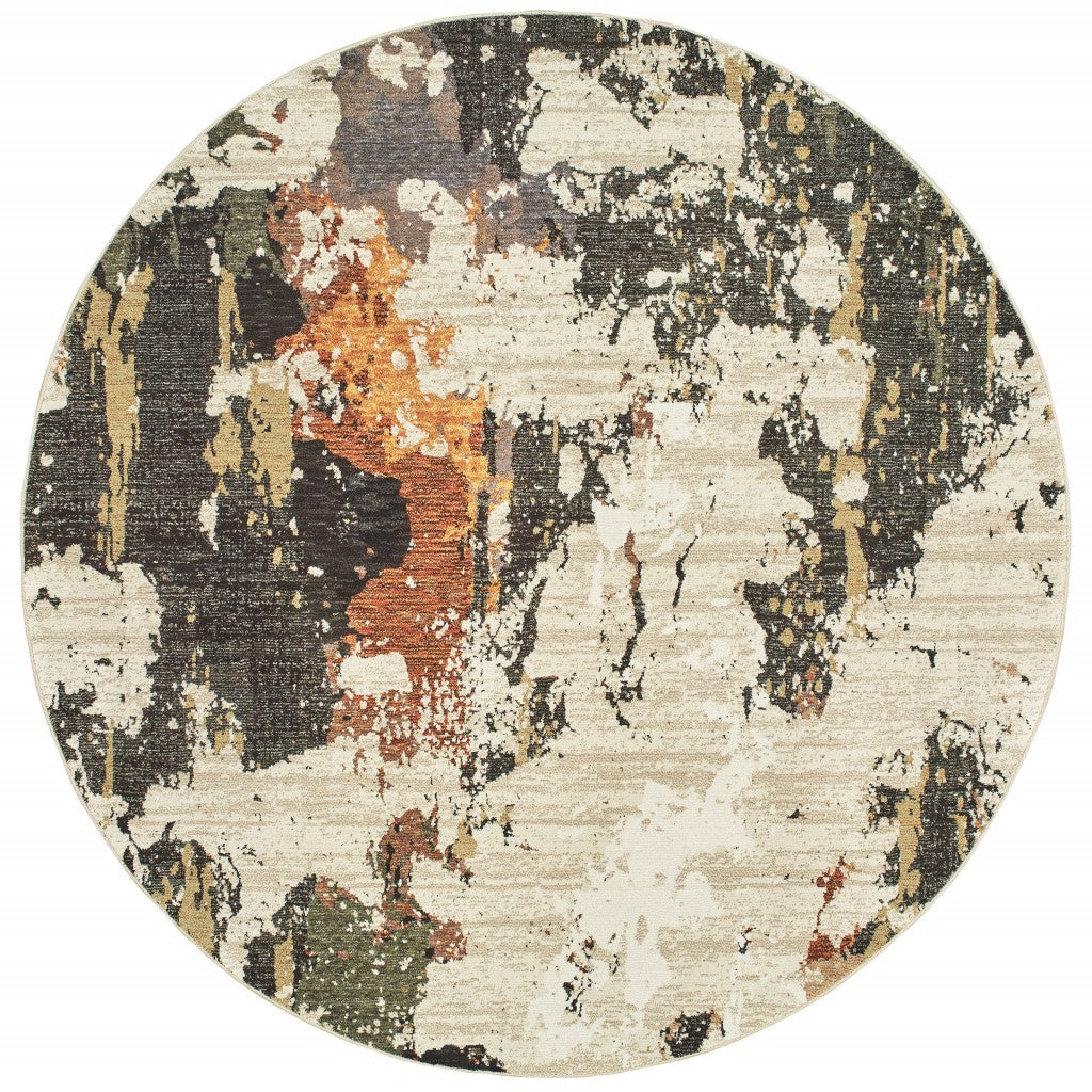 5’ X 7’ Abstract Weathered Beige And Gray Indoor Area Rug