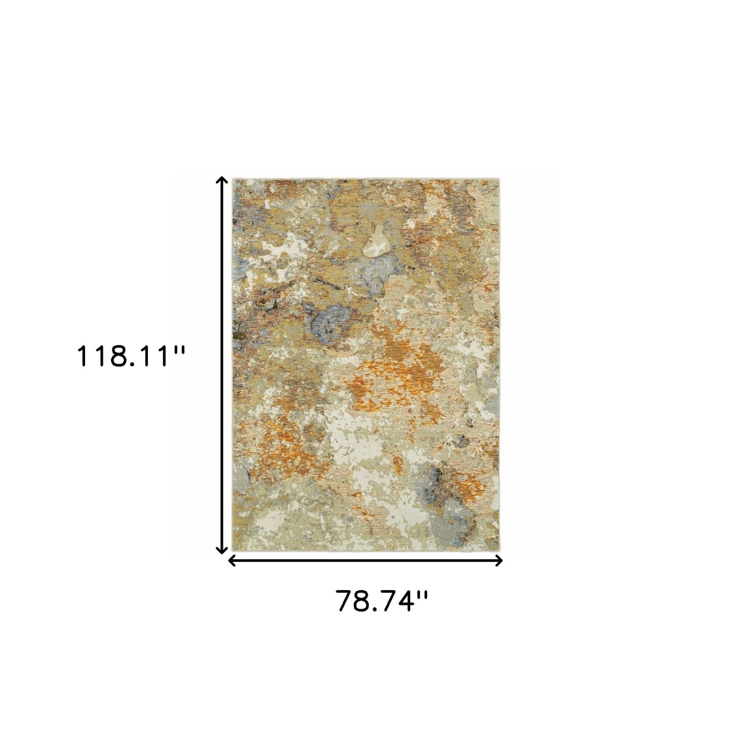 5’ X 7’ Modern Abstract Gold And Beige Indoor Area Rug