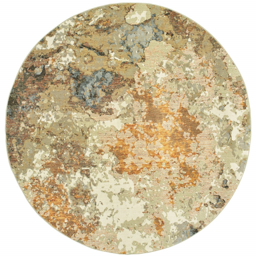 5’ X 7’ Modern Abstract Gold And Beige Indoor Area Rug