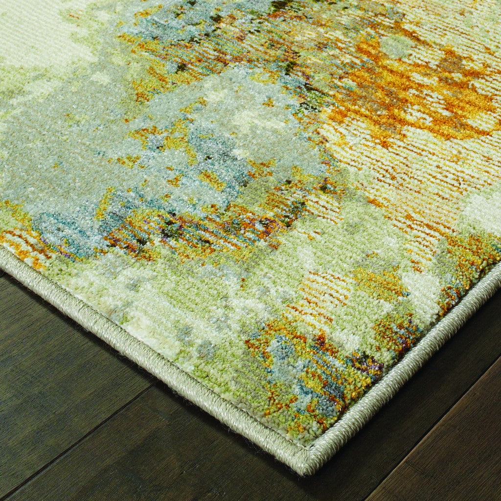 5’ X 7’ Modern Abstract Gold And Beige Indoor Area Rug