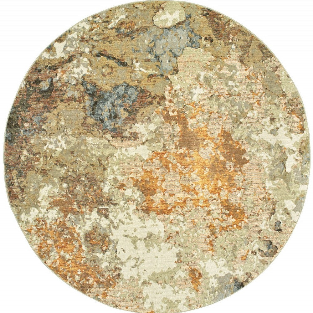 5’ X 7’ Modern Abstract Gold And Beige Indoor Area Rug