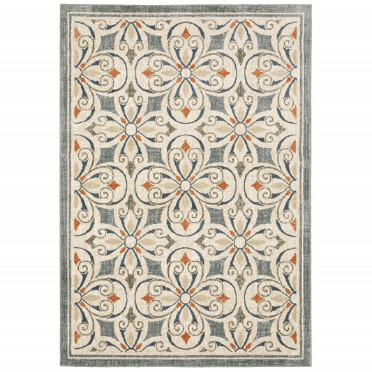 10’ X 13’ Gray And Beige Medallion Indoor Area Rug