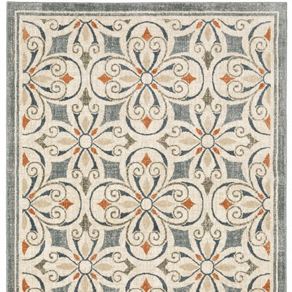 10’ X 13’ Gray And Beige Medallion Indoor Area Rug