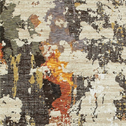 5’ X 7’ Abstract Weathered Beige And Gray Indoor Area Rug