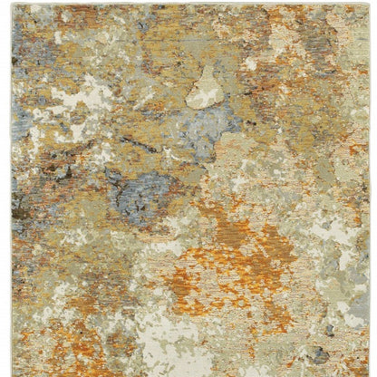 5’ X 7’ Modern Abstract Gold And Beige Indoor Area Rug