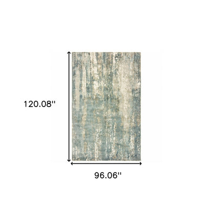 9’ X 12’ Blue And Gray Abstract Splash Indoor Area Rug