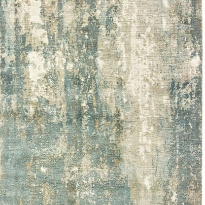 9’ X 12’ Blue And Gray Abstract Splash Indoor Area Rug