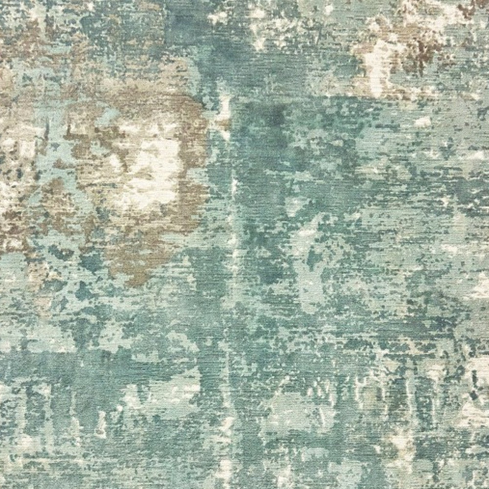 3’ X 10’ Blue And Gray Abstract Pattern Indoor Runner Rug