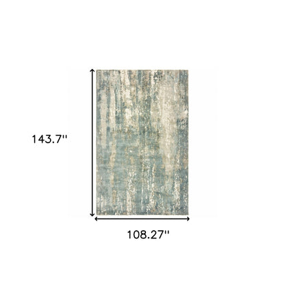 9’ X 12’ Blue And Gray Abstract Splash Indoor Area Rug