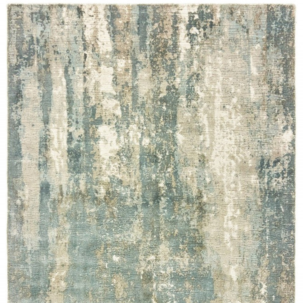 9’ X 12’ Blue And Gray Abstract Splash Indoor Area Rug