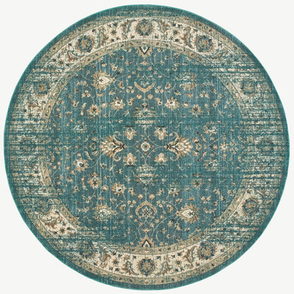 10’ X 13’ Peacock Blue And Ivory Indoor Area Rug