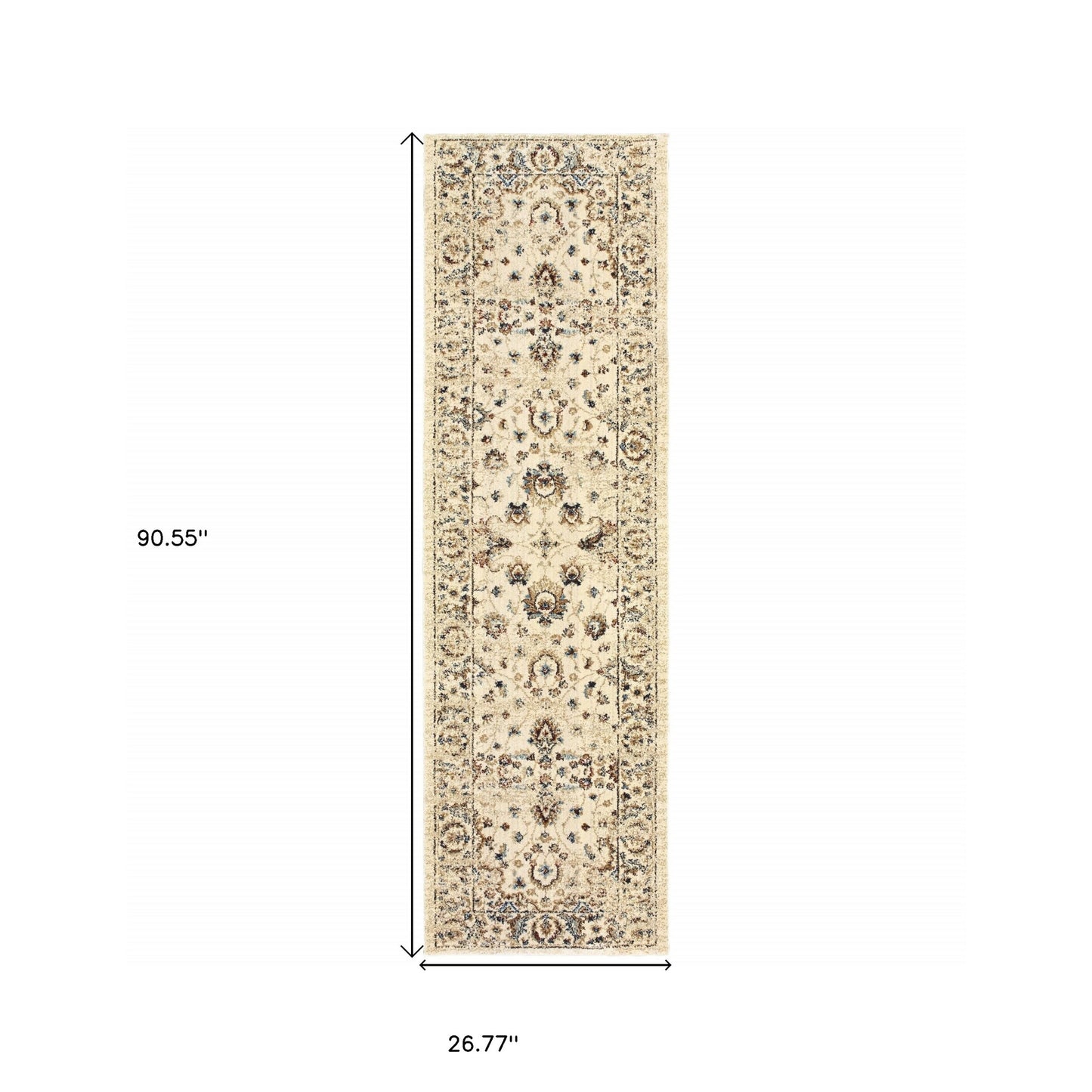 8’ X 11’ Ivory And Gold Distressed Indoor Area Rug