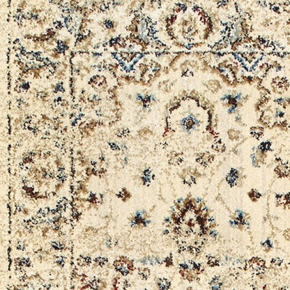 8’ X 11’ Ivory And Gold Distressed Indoor Area Rug